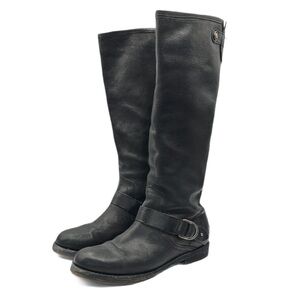 OluKai Sz 8 Nahuku Black Leather Riding Winter‎ Boots with Rubber Sole